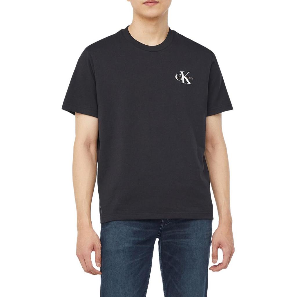 Calvin Klein Letter Logo Regular Fit Casual Crew Neck Short Sleeve T-Shirt Unisex Tops Black 4RAB213-UB1