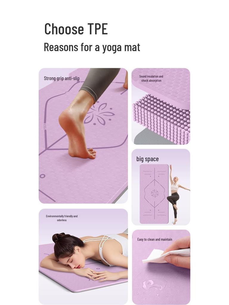10mm Thick Non-Slip TPE Yoga & Fitness Mat for Sound Insulation & Shock Absorption