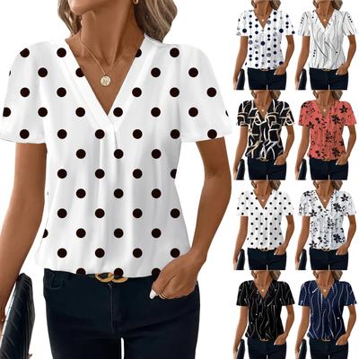 Damen Sommer Top Kurzarm Fit Shirt Frühlingsmode Freizeitkleidung Shirt V-Ausschnitt Kurzarm Top