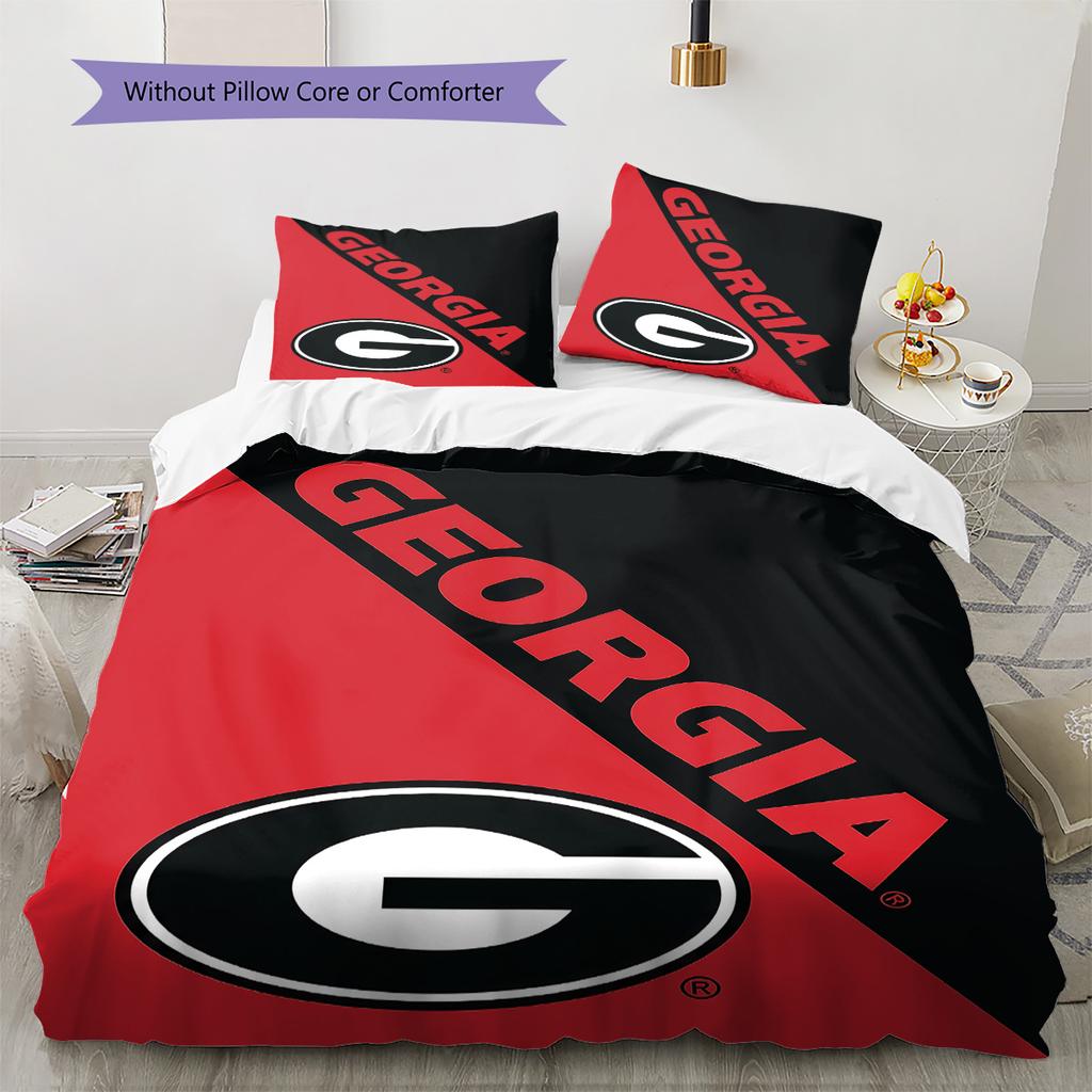 Georgia Bulldogs Pattern Bedding Set Quilt Cover Pillowcase Home Decor Gift (1 * duvet cover + 2 * pillowcase, without core)