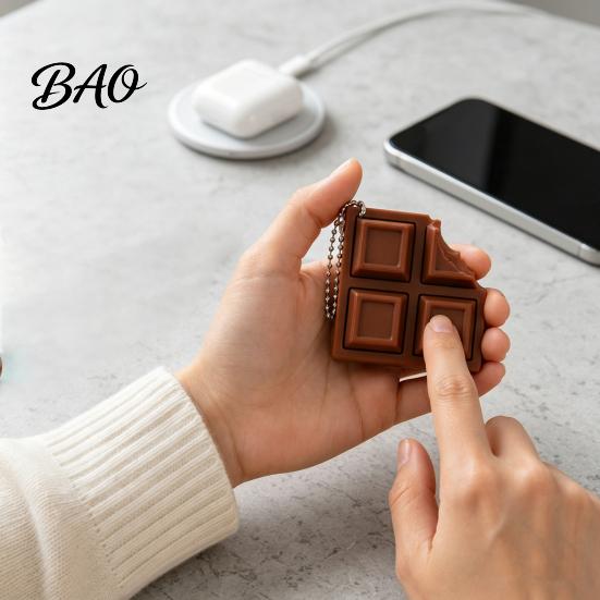 Clickable Fidget Toy 3D Printed Chocolate Candy Bar Clicker Toy, Keyboard Shape Stress Reliever Keychain, Office Desk Relief for Kids, Adults Handheld