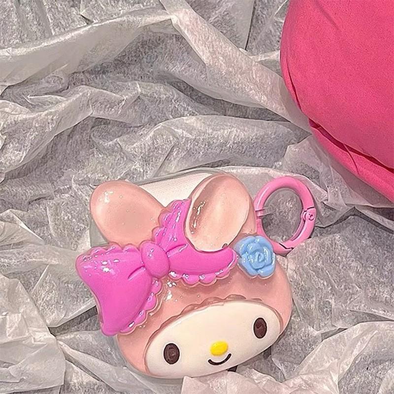 Airpodspro Bluetooth Earphone Protective Cover Cartoon Pink Puppy Ins Wind Transparent Airpods1/2 Buckle
