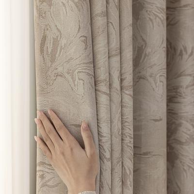 French Scandinavian Style Printed Bedroom Hooks, Perforated Curtains, Full Blackout Sun Protection Cloth