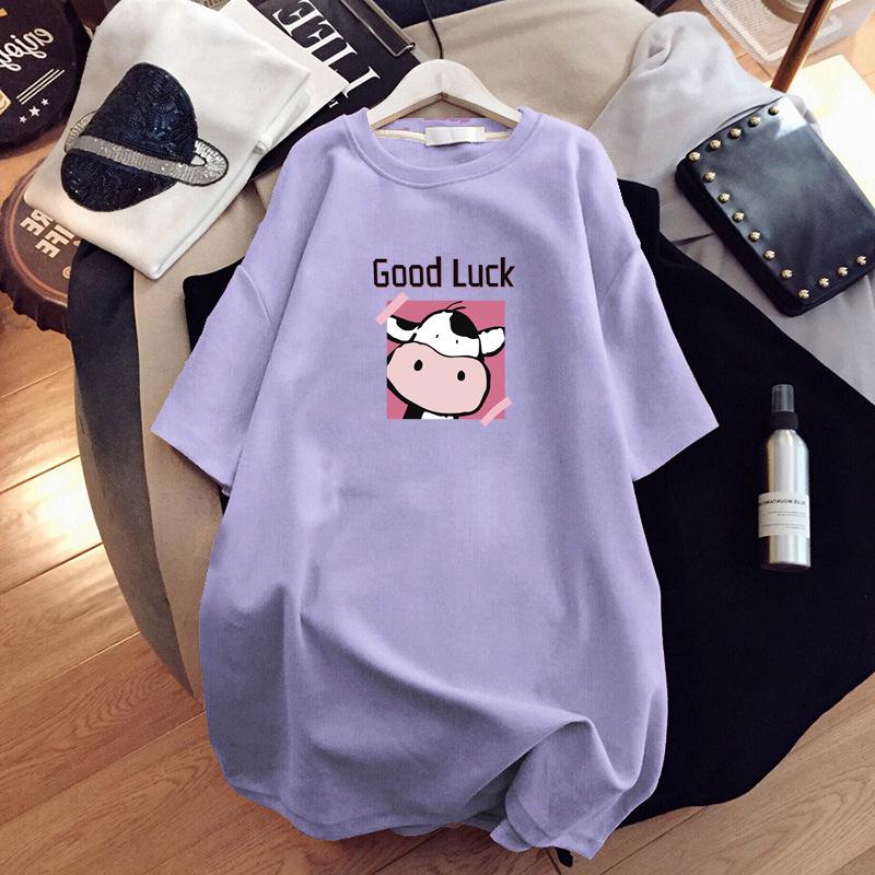 Maternity Summer Short-Sleeve Cotton T-Shirt - Fashionable Loose Fit Mid-Length Top for Expecting Moms (2023)