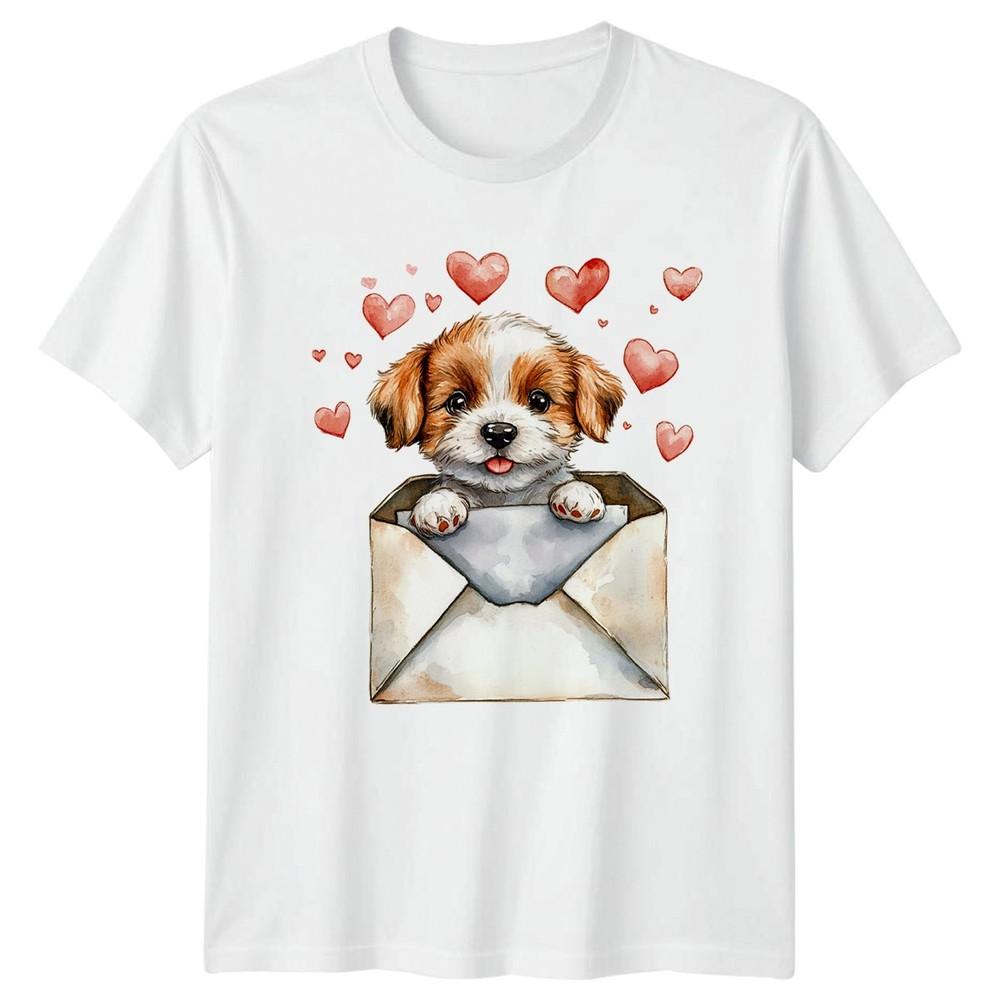 Puppy In Envelope Dogs Animals Unisexs TShirt Unisexs Tee Graphic Unisex Top S