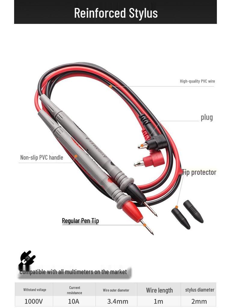 Universal Digital Multimeter Test Leads with Extra Sharp Steel Needle Antifreeze Pointer
