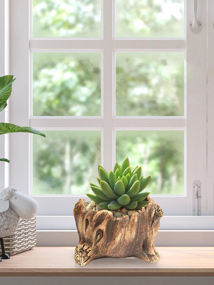 Cement Tree Stump Flower Pot