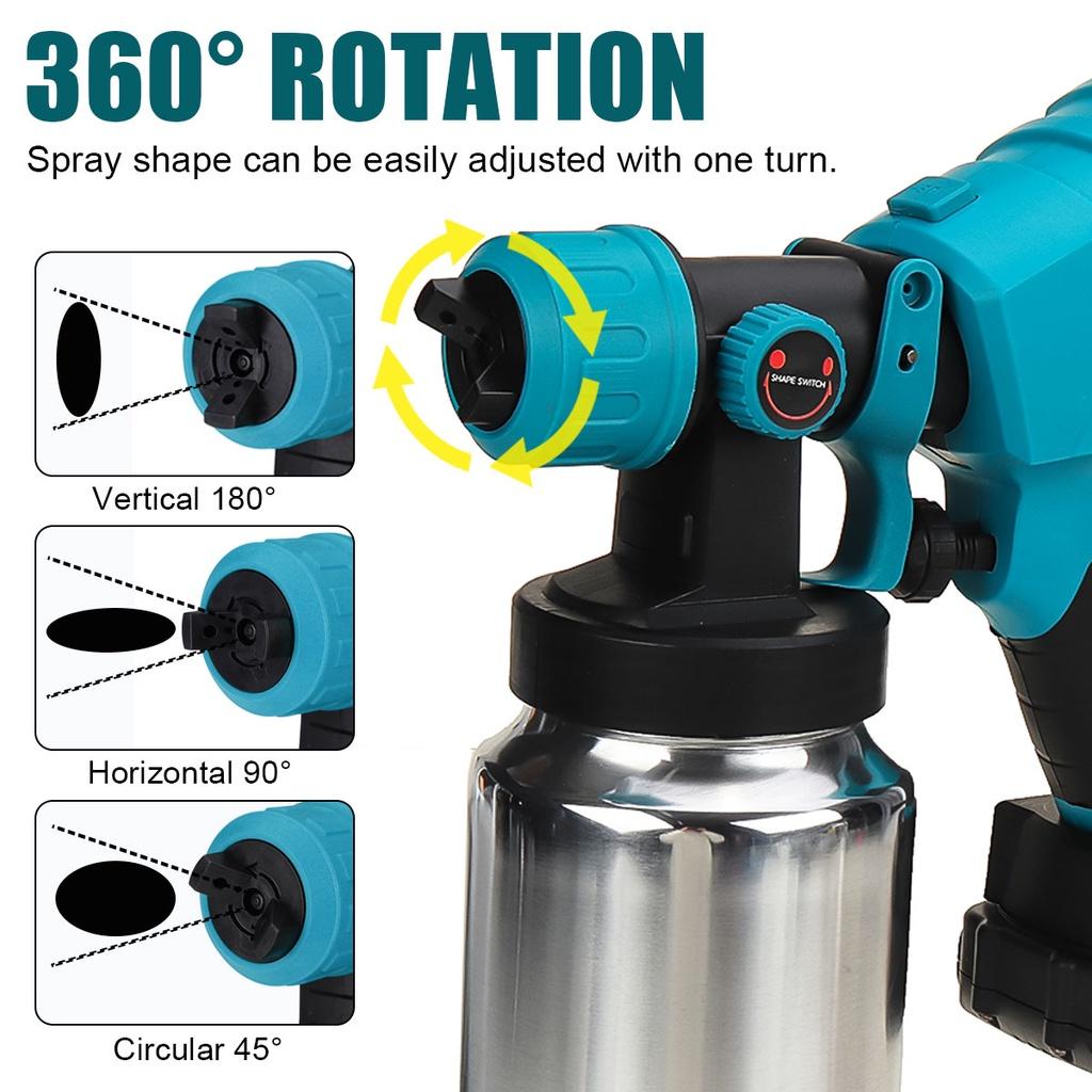 1000ML Aluminum Container Cordless Spray Guns 88VF Electric Paint Sprayer High Power With 3 Nozzles Flow Control