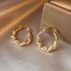 Luxury Shiny Zircon Twisted Hoop Earrings for Women Fashion Gold Color U Shaped Geometric Earrings Ear Accessories Party Zircon