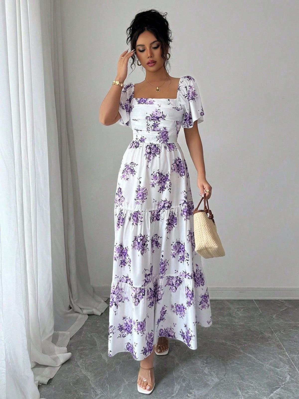 

Модная женская повседневная юбка-миди с v-образным вырезом и принтом, платье с эластичной резинкой на талии L