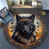 Wolf Chief Round Area Rug,Carpet Rug for Living Room Bedroom Sofa Playroom Decor,Non-slip Floor Mat