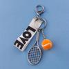 Simple Tennis Keychain Creative Sports Keyring Jewelry Tennis Racket Pendant  Backpack Decor