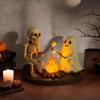 Skeleton Ghost Bonfire Night Lamp Halloween Roasting Marshmallow Ghost Statue Fake Campfire Lamp Home Party Bedroom Decoration