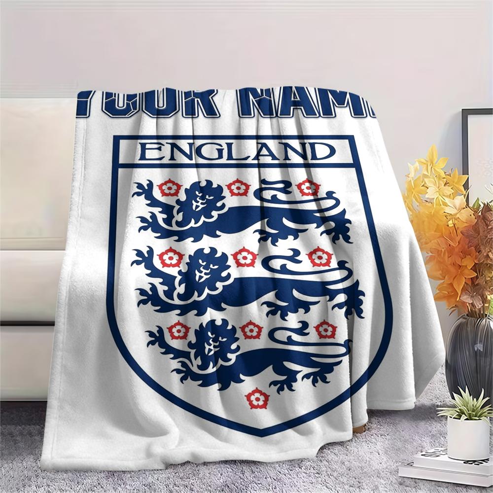 1PC Custom Name England Soccer Patterned Flannel Blanket Suitable For All Seasons for Home Decor Warmth and Comfort Gifts Holiday Present