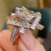 CopperIrregular Rings for Women Sparkling CZ Personality Girls Finger Accessories for Hip Hop Party New Jewelry