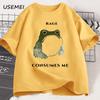 Unisexs T Shirts Funny Rage Consumes Me Frog Graphic T Shirts Vintage Cotton Short Sleeve Printed Tshirt Unisexs Clothes Streetwear