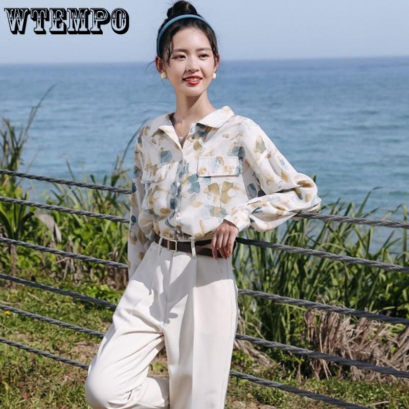 Vintage Tea Break Shirt Women's Spring and Autumn Blouse Loose Long-sleeved Japanese First Love Shirt with Design Feeling