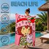 Strawberry Hat And Cat Beach Towel, Microfiber Beach Towel, Perfect For Pool, Beach, Travel, Home Decor Beach Party Fan Gifts