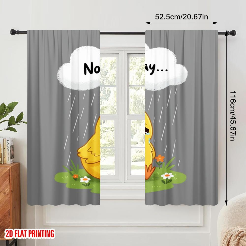 2pcs 2D flat printing Drapes Cute Chick Sad Day Fabric Without Electricity Seasonal Party & Holiday Decor for Multipurpose Event