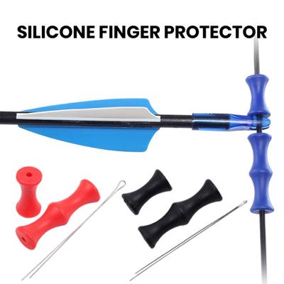 2 Pairs Bowstring Finger Savers Soft Silicone Archery Recurve Finger Guard Fast Rebound Secure Arrow Positioning Archery Roller