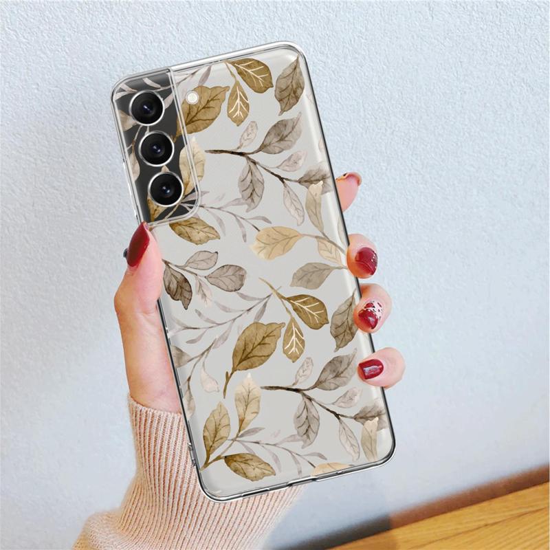 White Flower Floral Clear Case For Samsung Galaxy S23 S22 S21 S20 Fe Ultra S10 S9 S8 Plus 10e S10lite Note 10plus 20ultra