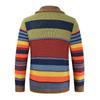 Men's Rainbow Striped Sweater Jacket Autumn and Winter Lapel Color Matching Knitted Jacket