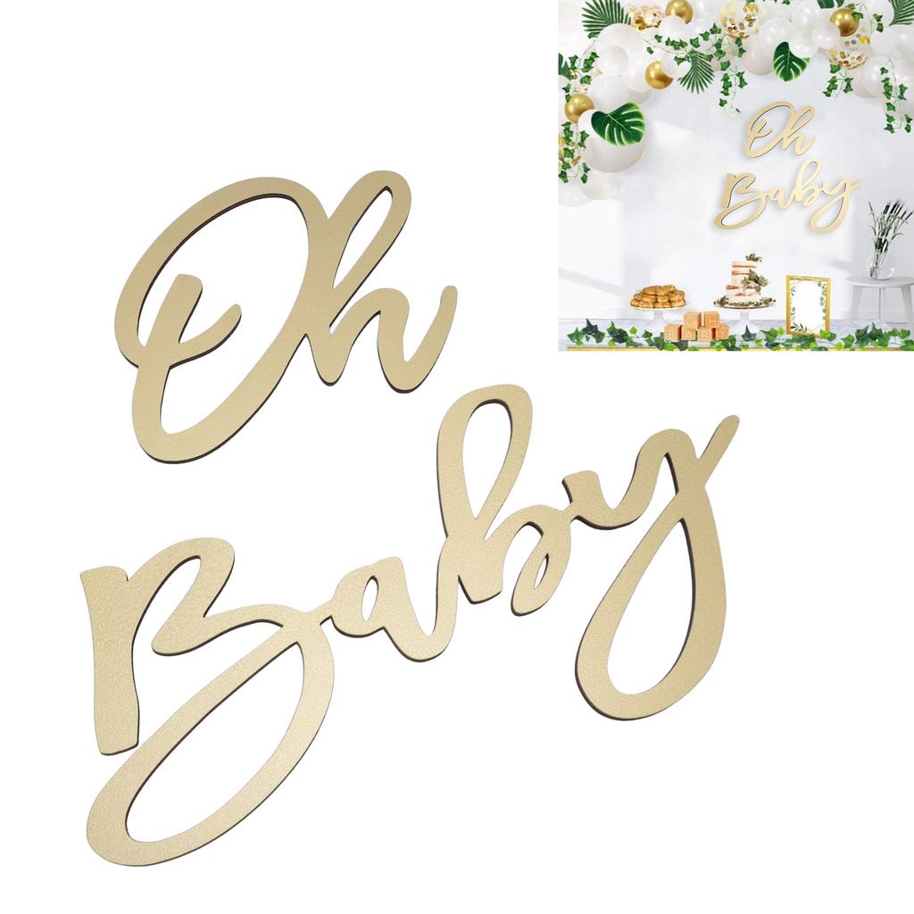 Oh Baby Dřevěná cedule Oh Baby Sign Výřez pro Gender Reveal Párty Dekorace do školky