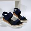 Plus Size Elastic Band Wedge Sandals, Women's Summer 2025, Slip-on Thick Sole Open Toe Sandals