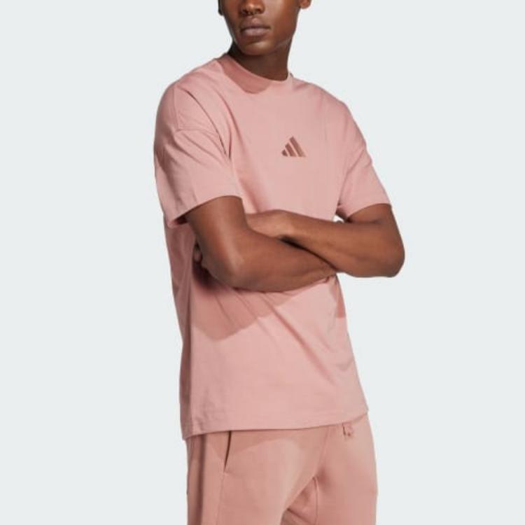 Adidas Szn Breathable Sweat-Absorbing Comfortable Soft Short Sleeve T-Shirt Unisex Tops Gray Pink JI6397