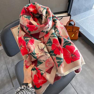 Neuer Retro-Mode-Kaschmir-Imitationsschal für Damen im Winter, verdickter und warmer Hals, Doppelzweck-Schal außen