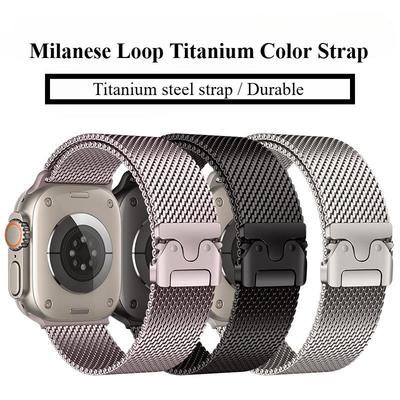 Milanese Loop Titanium Color Strap for Apple Watch Ultra Band 49/45/46/44/42 Mm Bracelet iWatch Series 10 9 8 7 6 Wrist Watchband