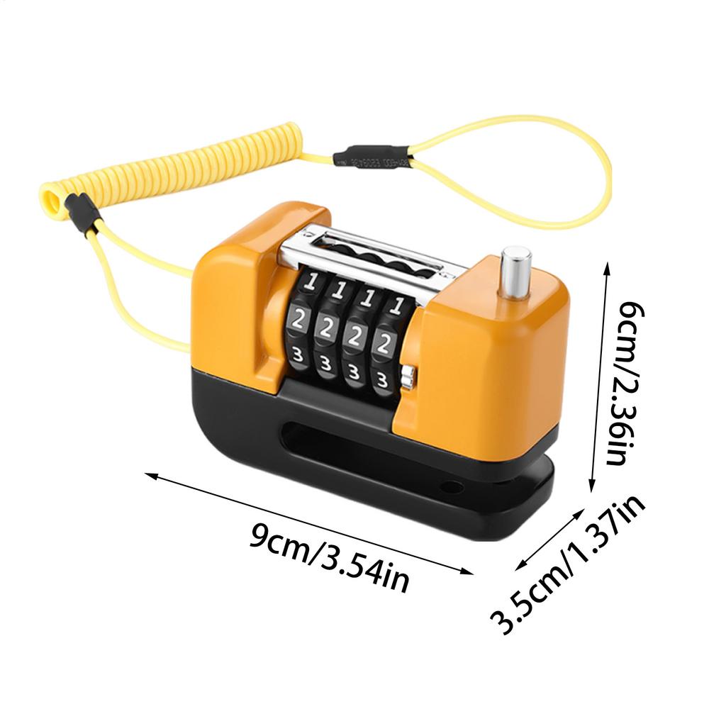 

Disc brake combination lock Four digit code lock rustproof Applicable to disc brake discs with a diameter greater than 7mm помаранчевий