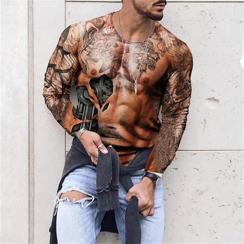 

Muscle Tattoo Мужские компрессионные футболки с длинным рукавом Wolf Dragon Спортивная одежда Рашгард Фитнес Тренажерный зал Топы Футболки Уличная одежда 3XL