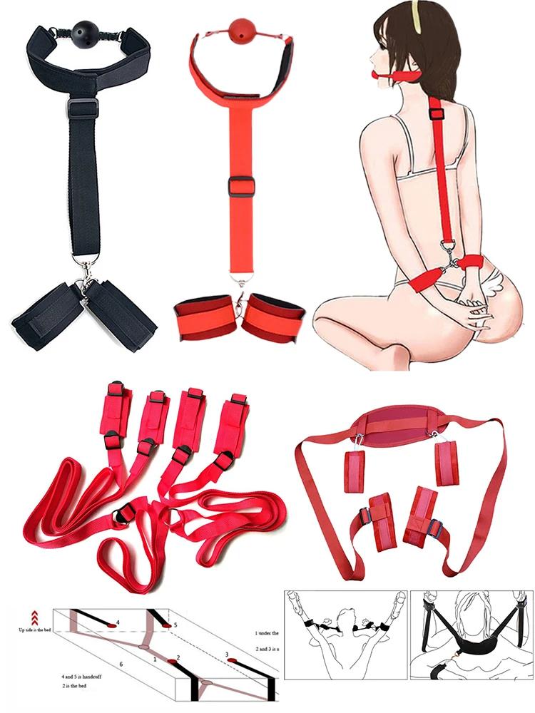 Adult Game Restraints Fetish Erotic Sex Toys For Couples Women Bandage Slave Collars Obedience Handcuffs Master Bondage Kit