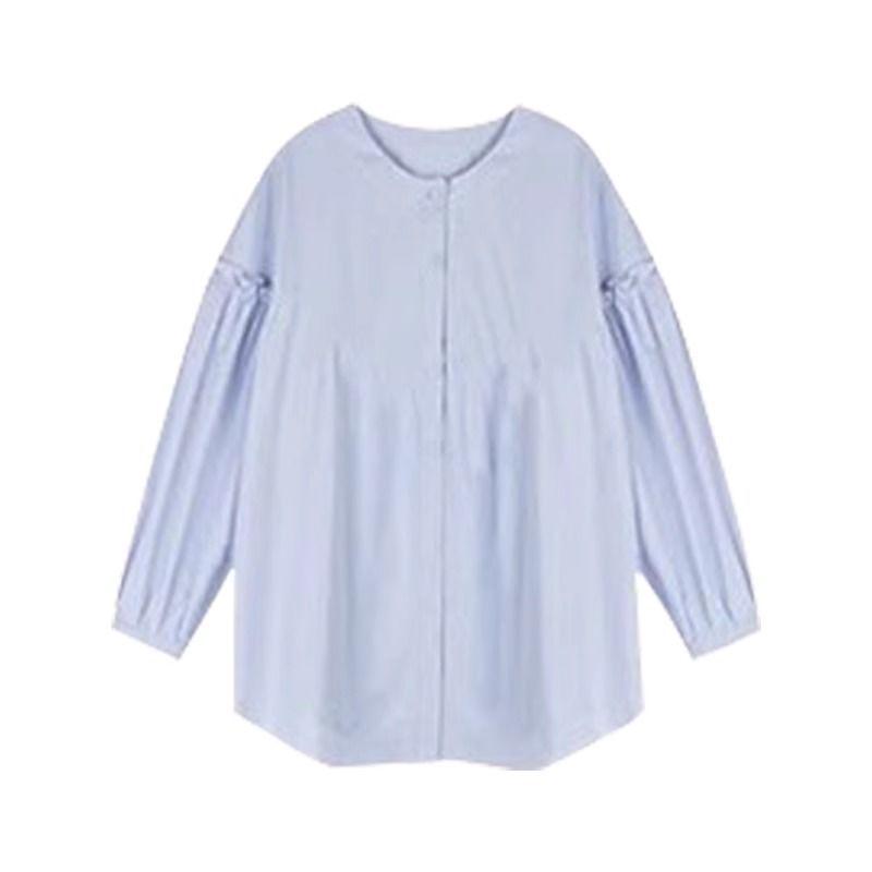 

Korean Chic Blue Denim Shirt and Skirt Set S