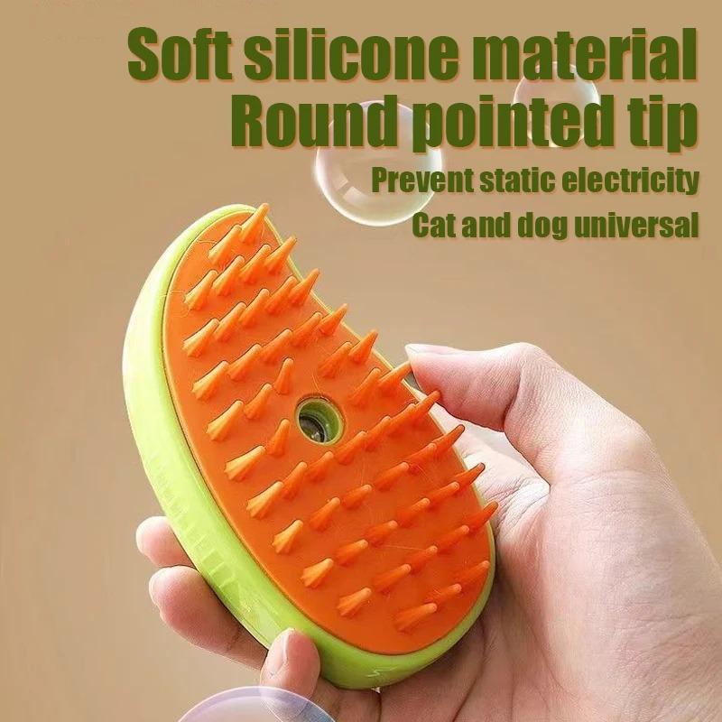 3PCS Cat and Dog Steam Brush Electric Spray Water Spray Kittens and Puppies Pet Comb Soft Silicone Depilation Cats Bath Hair Brush Grooming Supplies