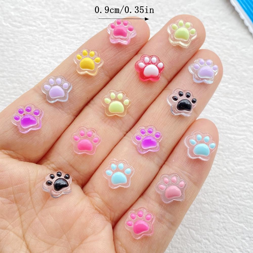 50Pcs Cute Mini Cartoon Luminous colorful cat claws Nail Art Resin Designer Charms DIY Craft For Nail 3D Decorations Jewelry