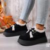 Modne buty casualowe z okrągłym noskiem, na grubej podeszwie, futrzane, damskie, 2025, zimowe, ciepłe, pluszowe śniegowce na platformie, z metalową klamrą, zamszowe botki do kostki