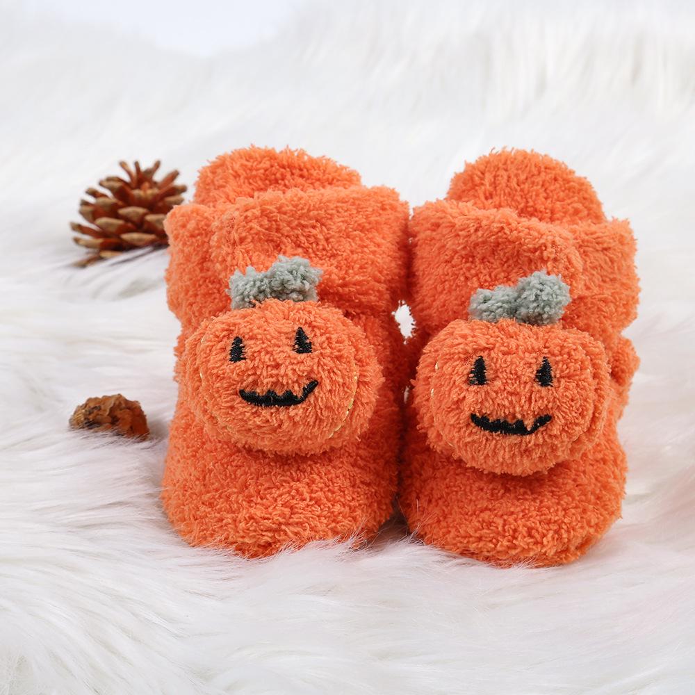 New Autumn/Winter Pumpkin Baby Toddler Shoes - Soft, Warm Cotton with Soft Sole (Model M2043) - Perfect for Halloween!