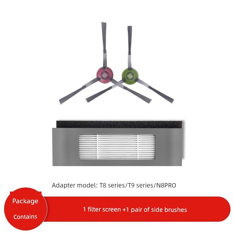 

Applicable to Ecovacs Sweeping Robot T8/T9/T5max N8 Rolling Brush Filter Screen Disposable Strong Mop Cloth Accessories 1 Pair of Side Brushes + 1 Filter (T5 T8 T9 N8 N5)