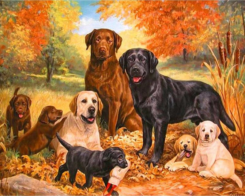 5D DIY Diamond Painting Cross Stitch Full Square Round Drill Embroidery Animal Dog Handmade Wall Decor