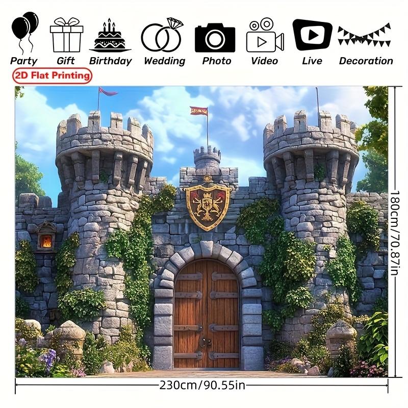 2D Flat Banner 1 Piece of Multi-functional Medieval Castle - Polyester Fiber Photography Backdrop and Party Banner