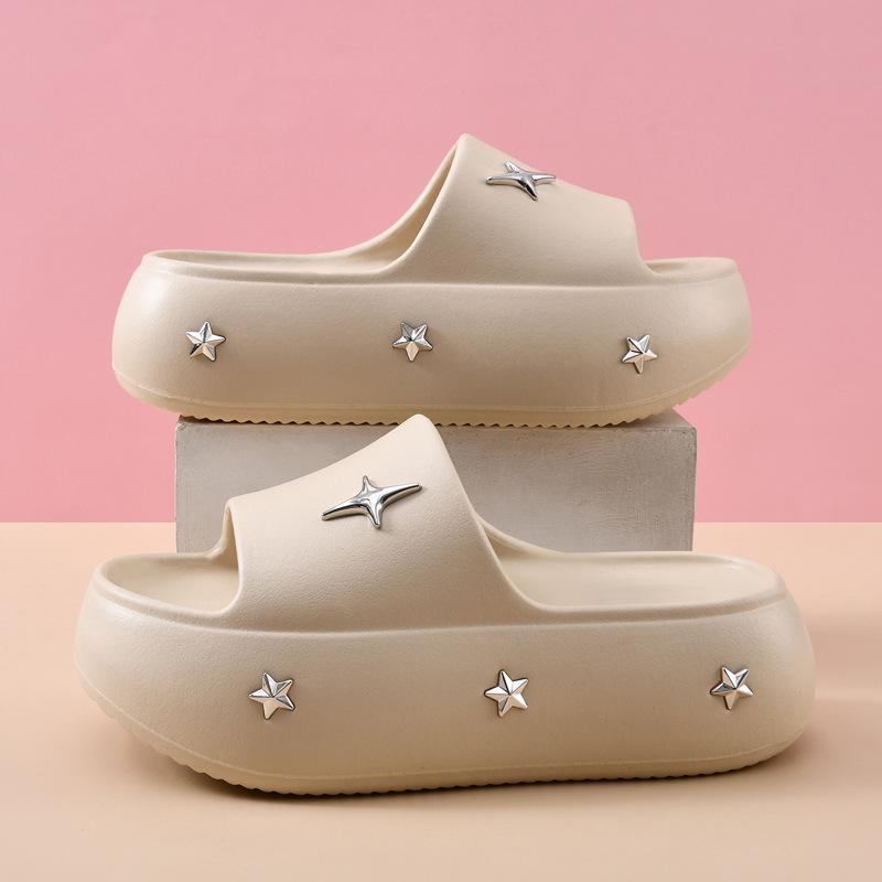 Summer new thick-soled one-pedal slippers women's height increase wear-resistant beach fashion casual cool slippers