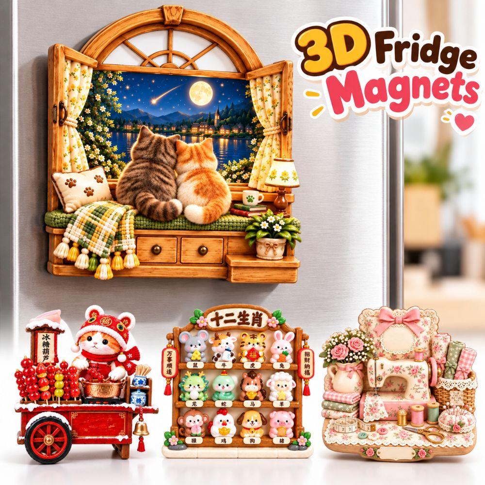 Magnety na lodówkę ze wzorem kreskówkowym 3D Relief 3D Naklejki na lodówkę Wystrój domu