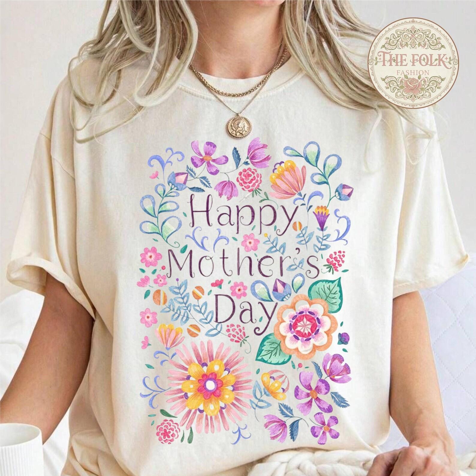 Happy Mother s Day Shirt, Aesthetic Floral Mother s Day Gift, Botanical Mom Tshirt, Comfort Colors Motherhood Tee, Cute Spring Gift for Mom 4XL
