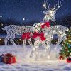 Julelysende Reinsdyrdekorasjon LED-belyst 2D Jernhjortfamilie for Gårdsplass Terrasse Plen Hage Hjem Skrivebordsdekorasjon