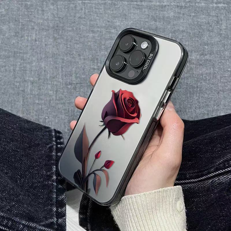 The new dark red rose is suitable for iphone17 mobile phone case Apple 15promax/14/13pro/12 Europe, America and 16.