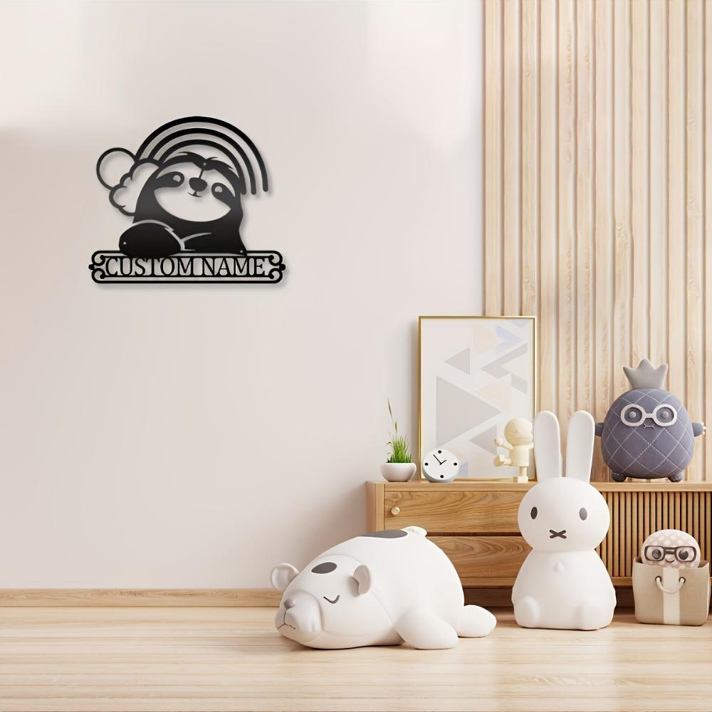 Custom Sloth Metal Wall Art Black Modern Decor Indoor Outdoor Gift