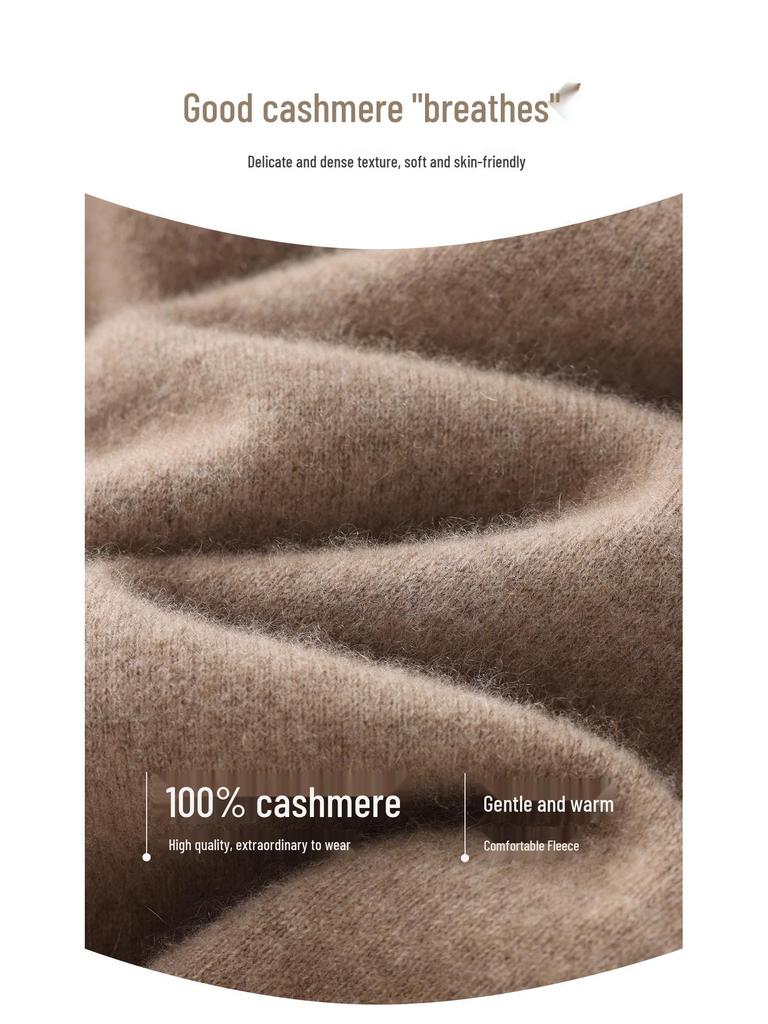 Men's 100% Pure Mountain Half-Cashmere High Neck Knit Sweater - Thickened for Autumn/Winter