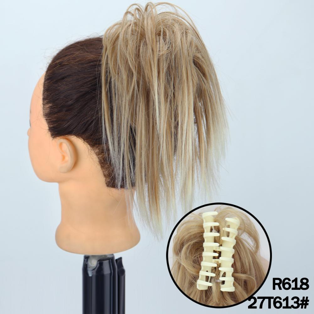 MERISIHAIR Synthetic Messy Hair Bun Claw Clip-in Hair Extensions Natural Grey Brown Claw Clip Bun Accessories For Everyday Wear